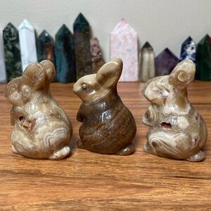 1 Chocolate Calcite Bunny Crystal Carving